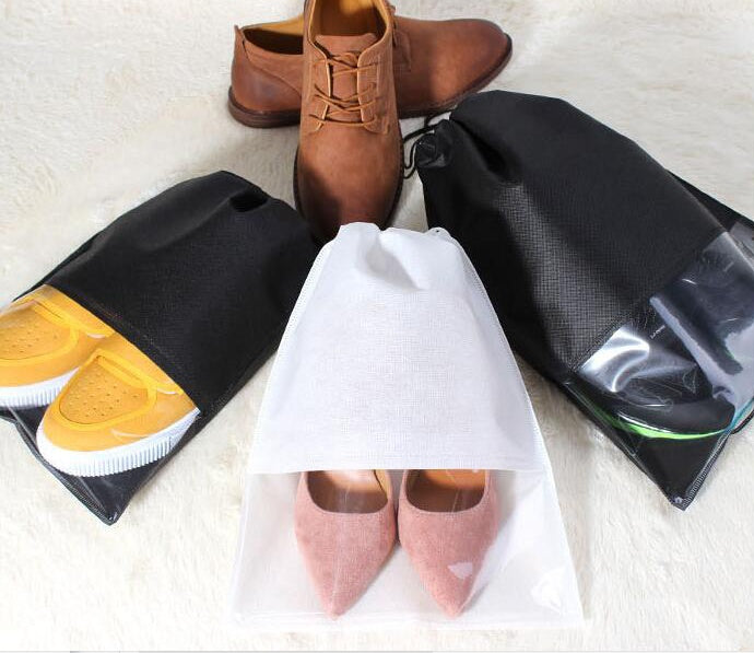 Bolsa impermeable para zapatos de 2 tamaños, bolsa de almacenamiento, bolsa de viaje, bolsa portátil con cordón, organizador, funda, organizador de ropa no tejida 