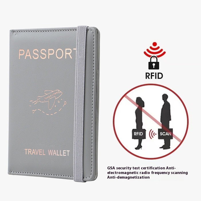 Pochette pour passeport en cuir PU avec RFID, plusieurs emplacements pour cartes et porte-certificats multifonctionnel