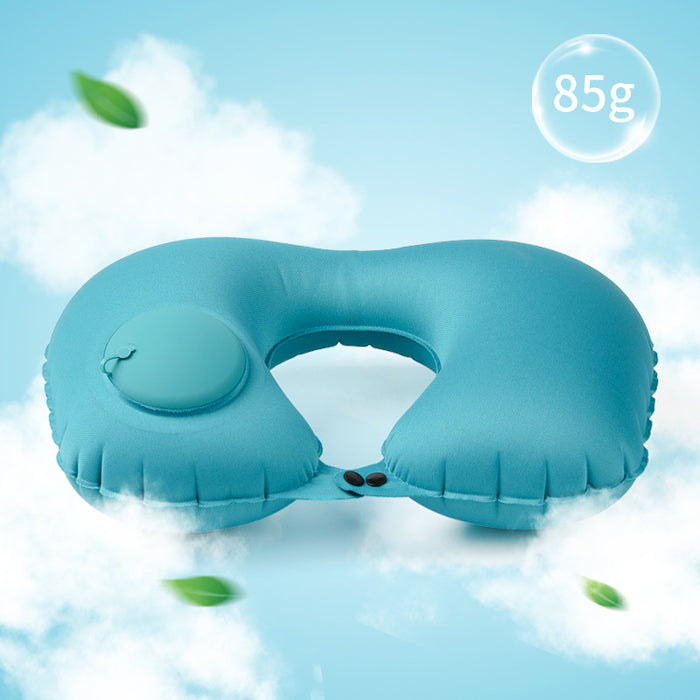 Almohada inflable portátil de TPU en forma de U para viajes