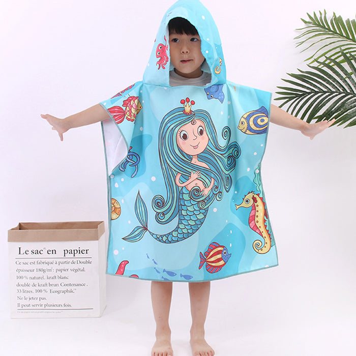 Cape en microfibre pour enfants, serviette de plage double face en velours à séchage rapide