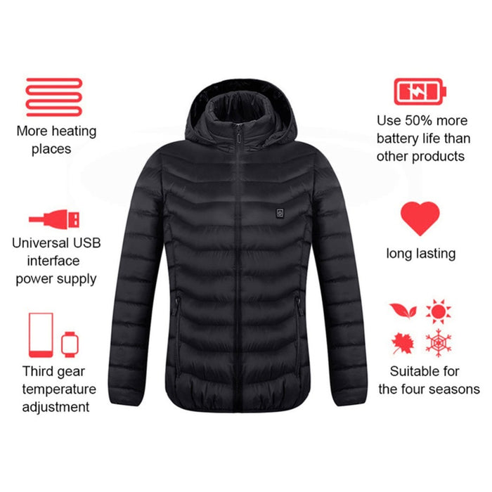 Nueva chaqueta calefactable, abrigo eléctrico USB, abrigo de algodón, ropa térmica, chaleco calefactor, ropa de hombre para invierno