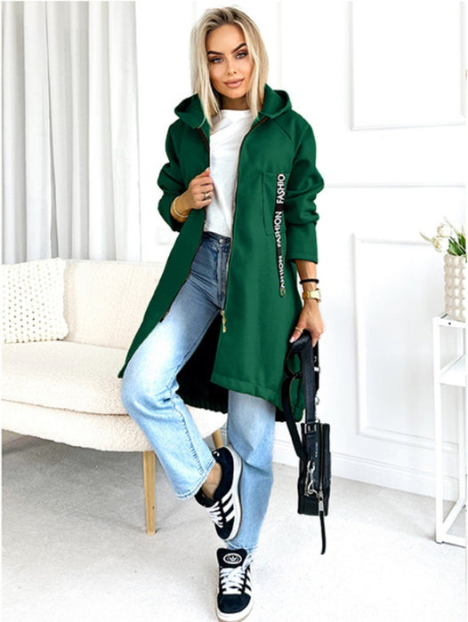 Hooded Sports Brushed Hoody Casual Long-sleeved Zipper Jacket