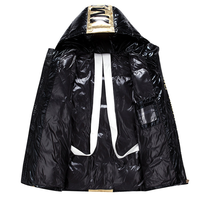 Doudoune brillante pour homme, nouvelle doudoune épaisse et ample à capuche
