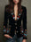 Manteau en velours côtelé uni à manches longues et empiècements en dentelle