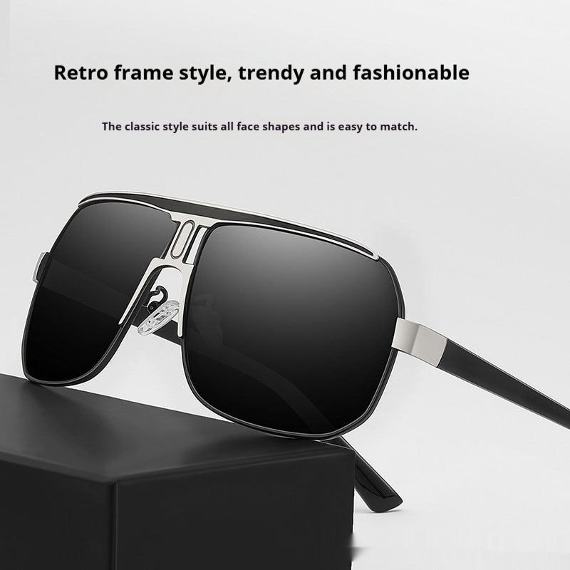 Gafas de sol para hombre, gafas de sol para conducir, montura grande y elegante.