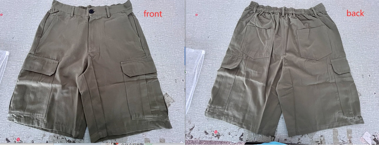 Men's Cargo Shorts Summer Multi-Pocket Button Zipper Pants With Pockers Fashion Beach Pants