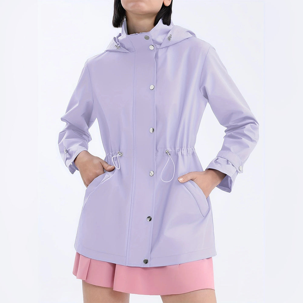 Women's Waterproof Slim Trench Coat Windproof Shell Jacket