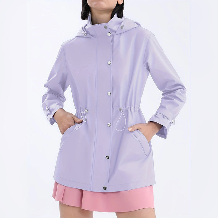 Women's Waterproof Slim Trench Coat Windproof Shell Jacket