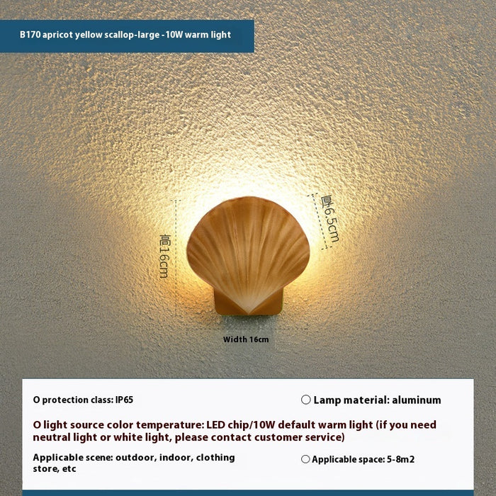 Lampe murale LED extérieure étanche en forme de coquillage, lampe de jardin créative