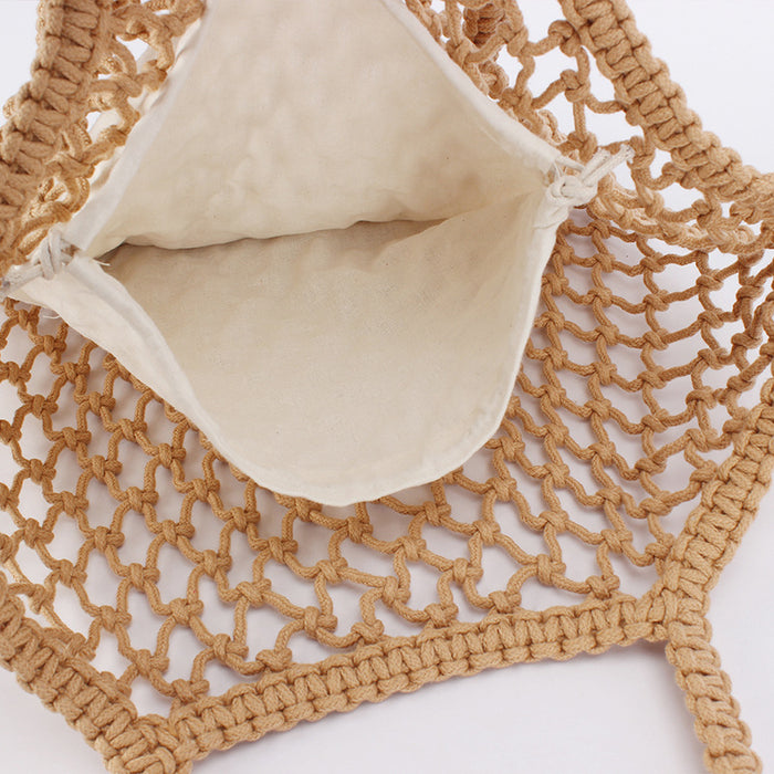 Nouveau sac tissé simple fait main en corde de coton