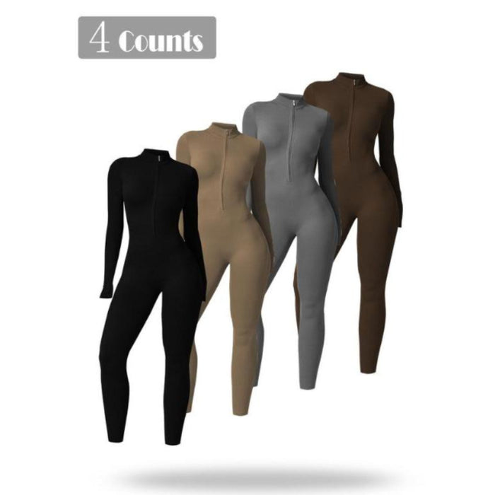Women's Long-sleeve Zipper Yoga Sports Jumpsuit