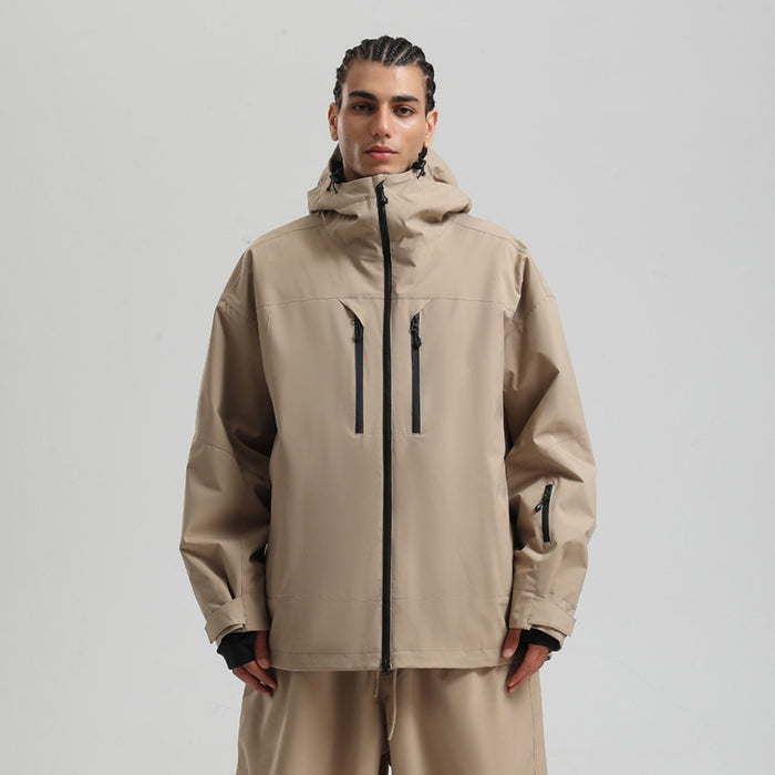 Chaqueta de esquí impermeable, transpirable y holgada con cremallera para hombre