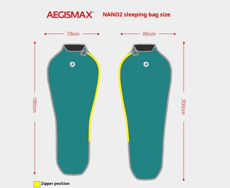 Sac de couchage portable en duvet, épais et chaud, idéal pour les voyages en plein air en automne et en hiver.