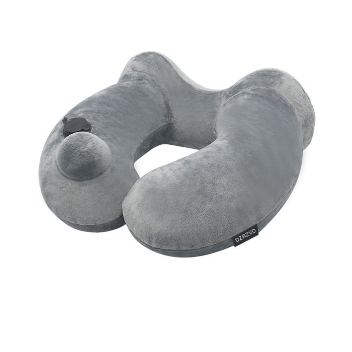 Almohada inflable portátil con capucha en forma de U para viajes para hombres y mujeres