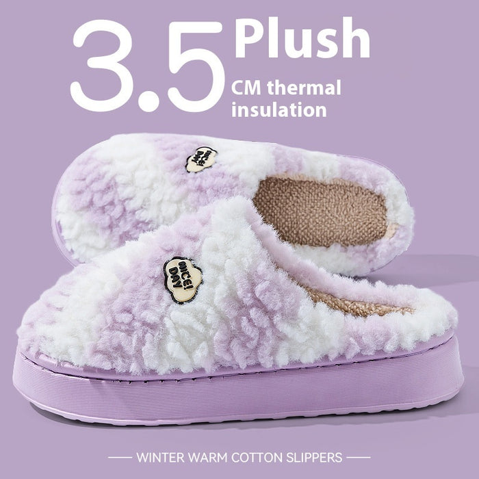 Women's Warm Non-slip Mute Velvet Cotton Slippers