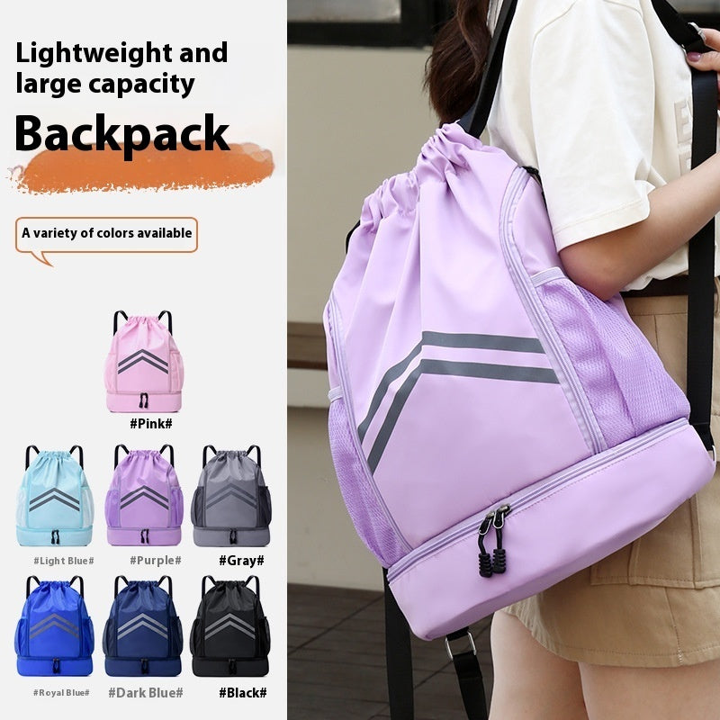 Men's Drawstring Drawstring Bag With Reflective Backpack For Sports