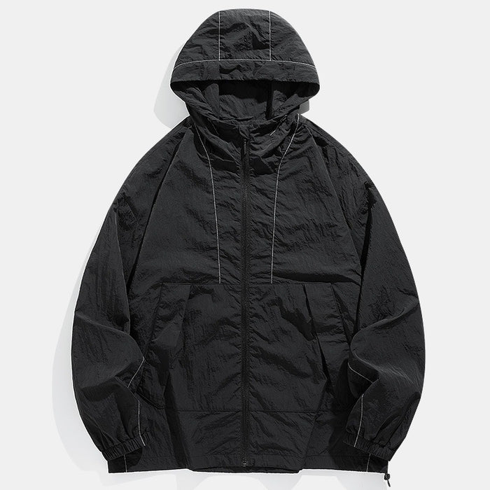 Chaqueta de trabajo con capucha suelta, resistente al viento, impermeable y fresca para exteriores