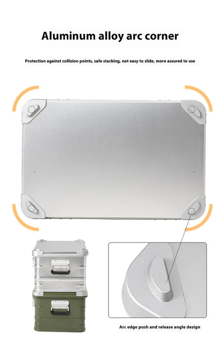 Caja de almacenamiento de aleación de aluminio para exteriores, equipo portátil de camping de metal para montar en vehículo.