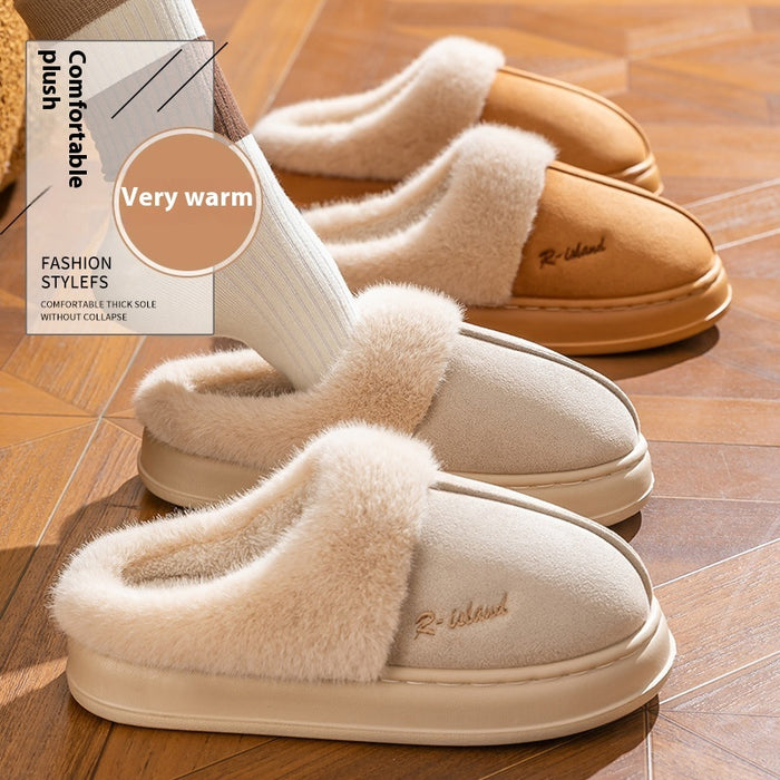 Pantuflas de invierno cálidas y acogedoras para parejas, suaves y antideslizantes, para interiores, de algodón, para el hogar, para mujer y hombre