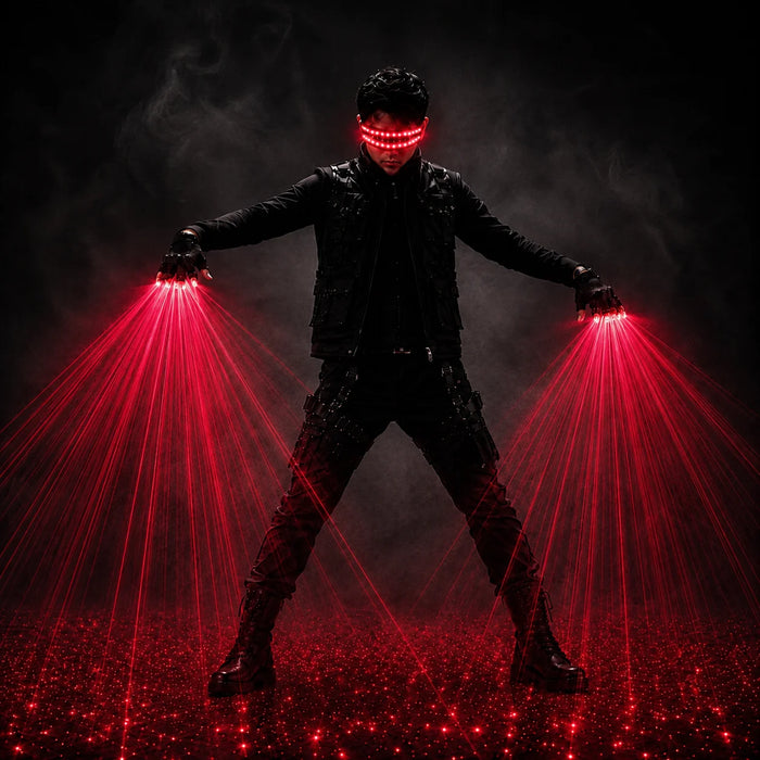 Green Red Laser Gloves LED Glasses Set Rave Light Show Gloves Cyberpunk DJ Stage Costume Party Dance Performance Props