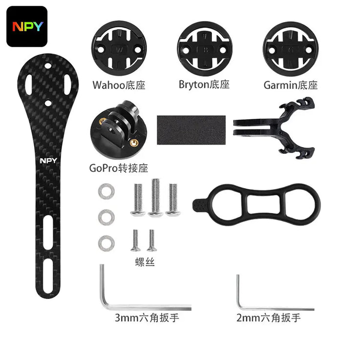 NPY Carbon Fiber Speedometer Holder Integrated Handlebar Mount For Wahoo/Bryton/Garmin Speedometer Mount Bicycle Accessories