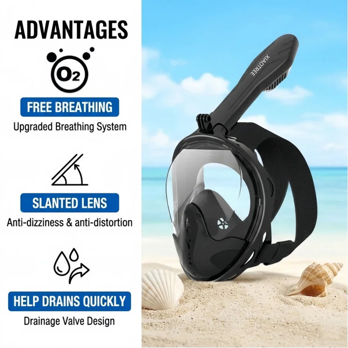 XIAOTREE New Underwater Diving Anti-Fog Full-Face Snorkeling Mask, Snorkel Breathing Mask, Safe and Waterproof