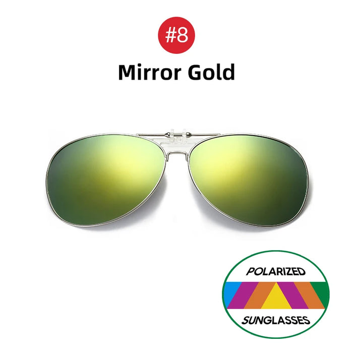 VIVIBEE Oversized Pilot Flip Up Clip on Sunglasses Polarized Men Driving Alloy Frame Big Size Women Aviation Glasses Clips