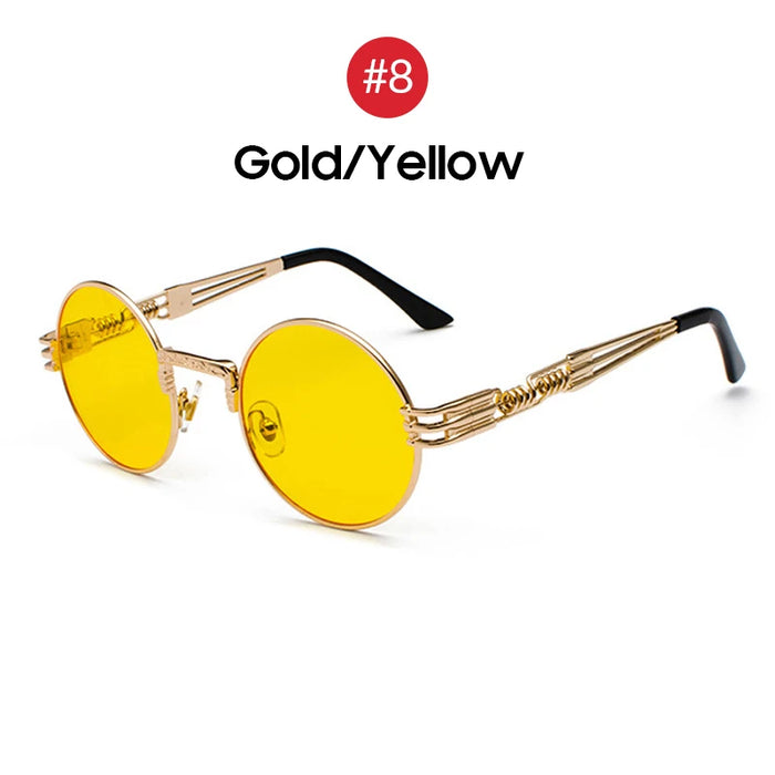 VIVIBEE 2026 Trend Black Red Round Punk Sunglasses Women Hip Hop Sun Glasses Men Steampunk Goggle Luxury Rock Accessories