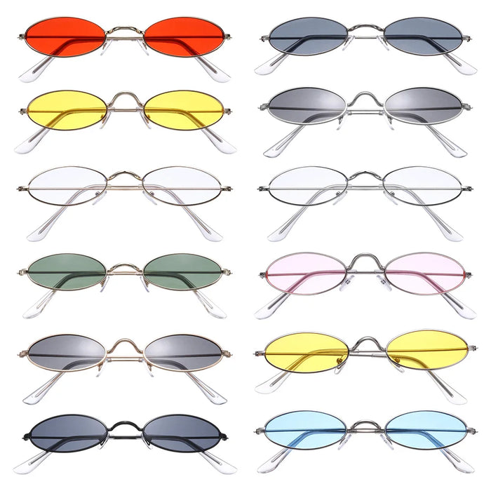 1PC Vintage Small Frame Shades Retro Oval Black Sunglasses Unisex Luxury Brand Designer Pink Sun Glasses Female Travel Eyewear
