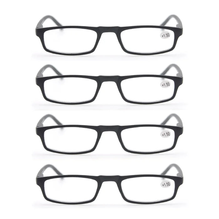 4 Paires Reading Glasses for Men Women Narrow Square Frame Readers Eyeglasses Spring Hinge with Diopter
