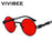 VIVIBEE 2026 Trend Black Red Round Punk Sunglasses Women Hip Hop Sun Glasses Men Steampunk Goggle Luxury Rock Accessories