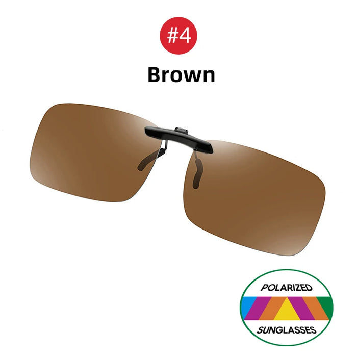 VIVIBEE Mens Fishing Clip On Sunglasses Mirror Blue Eyeglasses Polarized UV400 Women Square Night Vision Driving Sun Glasses