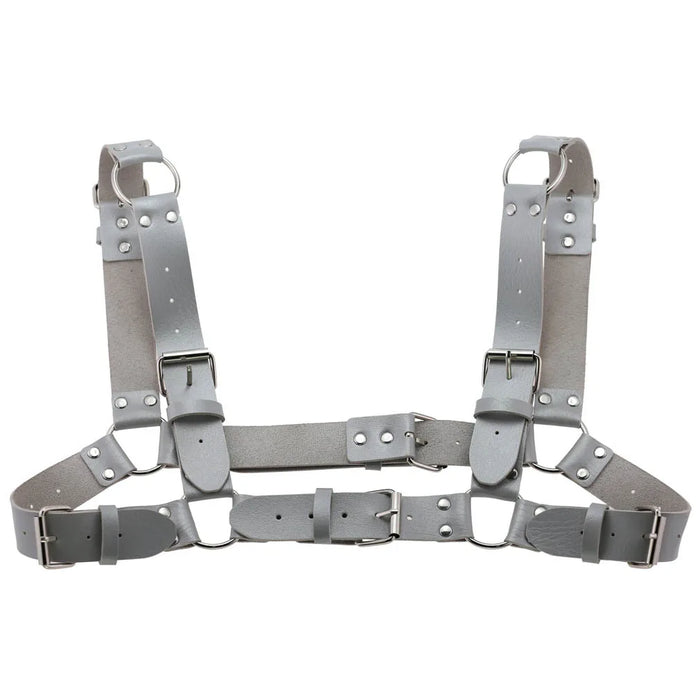 Women Men Sexy Punk Chest Harness Adjustable Caged Metal Body Chain PU Leather Choker Statement Necklace Party Clubwear