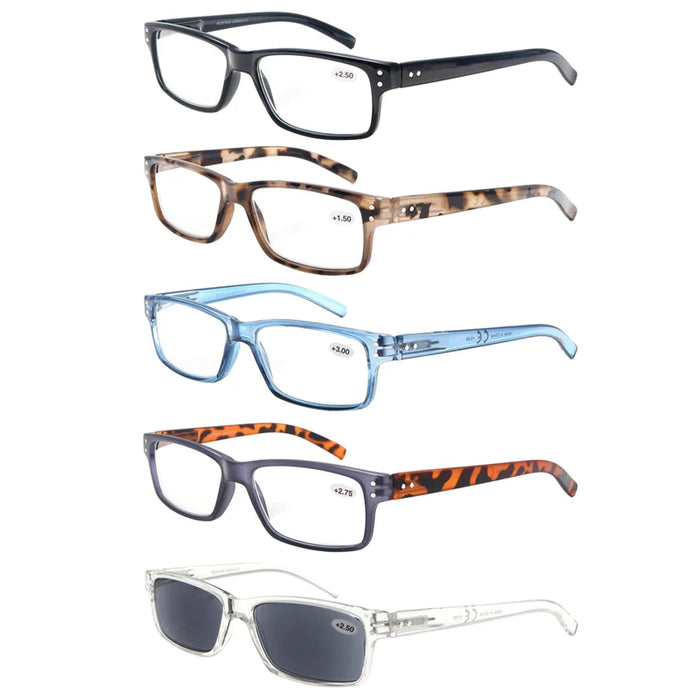 Gafas de Lectura para Hombre y Mujer, Diseño Cuadrado, Montura de Alta Calidad, Lentes de Lectura con Bisagra de Resorte, Gafas de Sol de Lectura +1.0~+4.0