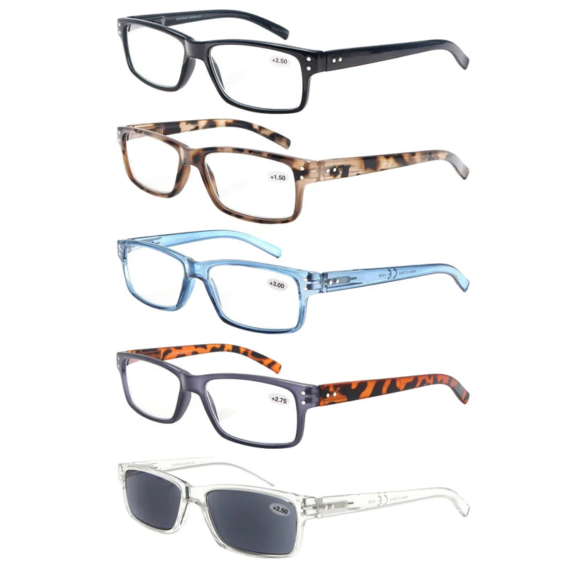 Gafas de Lectura para Hombre y Mujer, Diseño Cuadrado, Montura de Alta Calidad, Lentes de Lectura con Bisagra de Resorte, Gafas de Sol de Lectura +1.0~+4.0