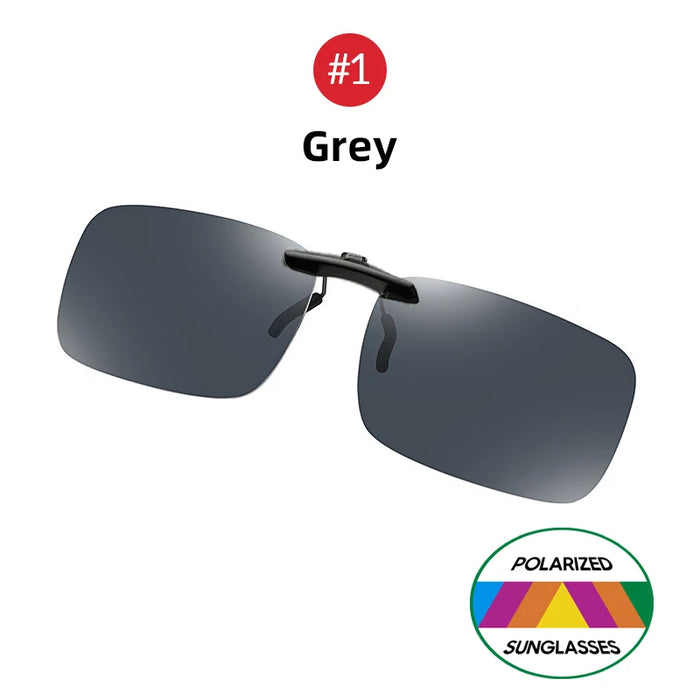 VIVIBEE Mens Fishing Clip On Sunglasses Mirror Blue Eyeglasses Polarized UV400 Women Square Night Vision Driving Sun Glasses
