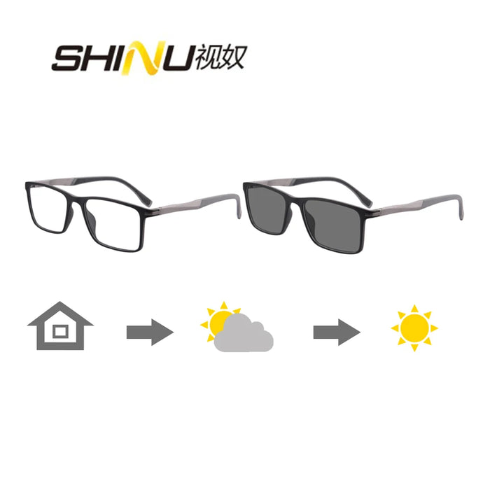 Gafas de lectura bifocales fotocromáticas para hombre, para ver de cerca, gafas de sol grises para presbicia, personalizables con grado de cilindro