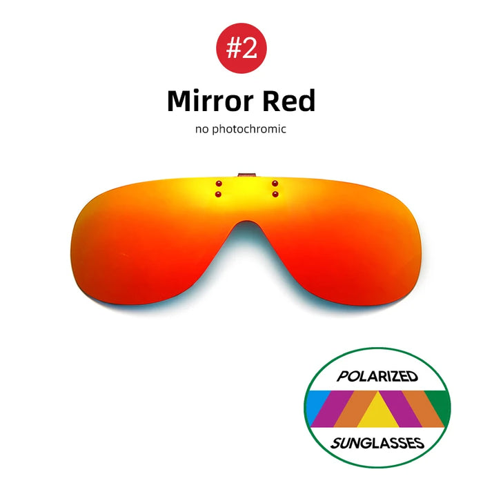 VIVIBEE Polarized Flip Up Clip On Sunglasses for Glasses Men Oversized Driving UV400 Mirror Red Fishing Night Vision Eyeglasses