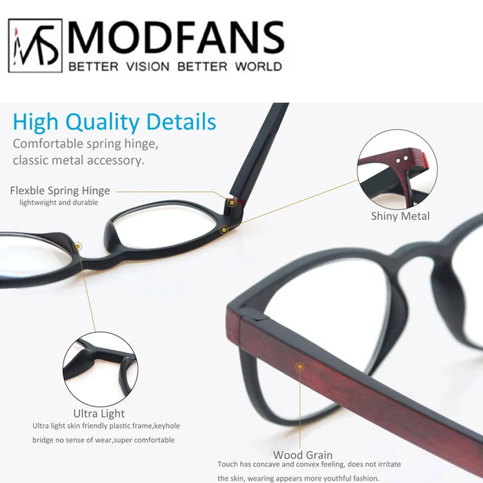 Reading Glasses for Men & Women, Wood-Looked Frame Readers Outdoor Sun Glasses Reading -  Lightweight Spring Hinge Eyegalsses