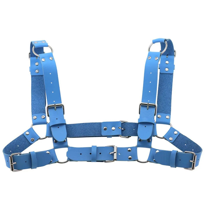 Women Men Sexy Punk Chest Harness Adjustable Caged Metal Body Chain PU Leather Choker Statement Necklace Party Clubwear