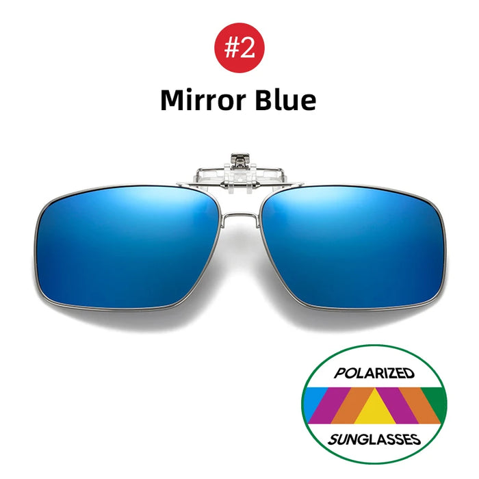 VIVIBEE Mens Metal Clip on Sunglasses Polarized Eyeglasses UV400 Women Square Night Vision Driving Sun Glasses
