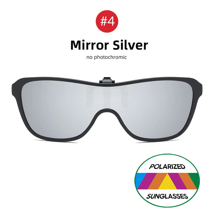 VIVIBEE 2026 Cool Flip Up Clip On Sunglasses Polarized TR90 Photochromic Driving Square Oversized UV400 Fishing Sun Glasses