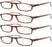 4 Paires Reading Glasses for Men Women Narrow Square Frame Readers Eyeglasses Spring Hinge with Diopter