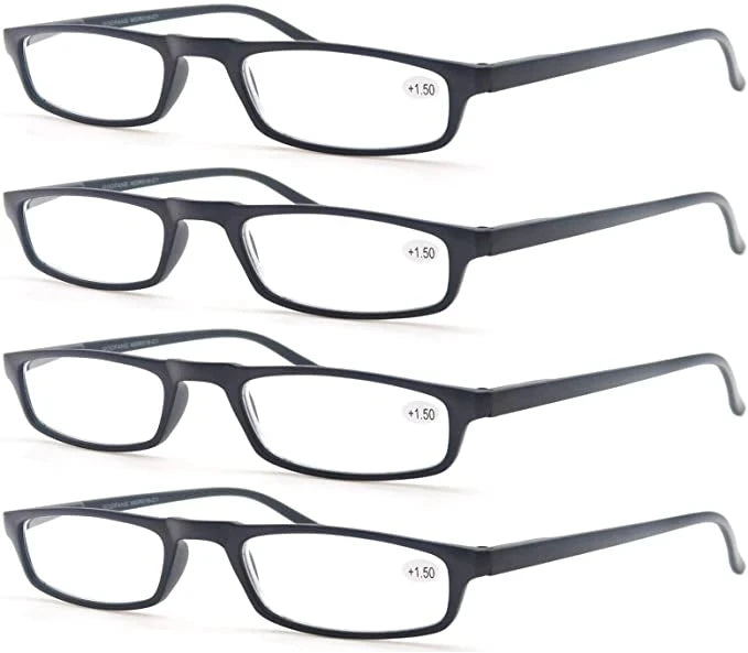 4 Paires Reading Glasses for Men Women Narrow Square Frame Readers Eyeglasses Spring Hinge with Diopter