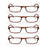 4 Paires Reading Glasses for Men Women Narrow Square Frame Readers Eyeglasses Spring Hinge with Diopter
