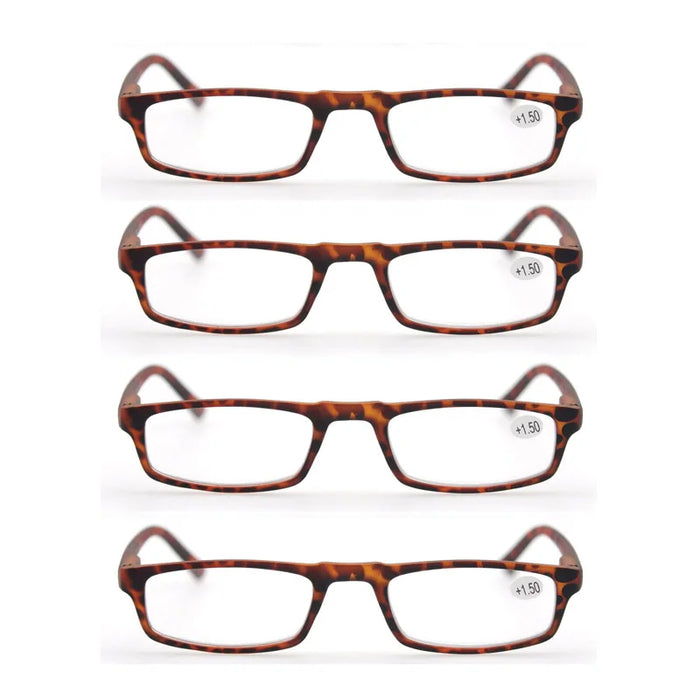 4 Paires Reading Glasses for Men Women Narrow Square Frame Readers Eyeglasses Spring Hinge with Diopter