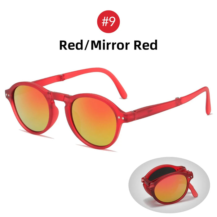 VIVIBEE Women Square Folding Sunglasses 2026 Trending Product Black UV400 Spring Hinge Eyewear Men Retro Mirror Red Sun Glasses