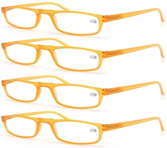 4 Paires Reading Glasses for Men Women Narrow Square Frame Readers Eyeglasses Spring Hinge with Diopter