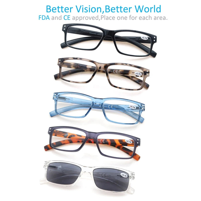 Gafas de Lectura para Hombre y Mujer, Diseño Cuadrado, Montura de Alta Calidad, Lentes de Lectura con Bisagra de Resorte, Gafas de Sol de Lectura +1.0~+4.0