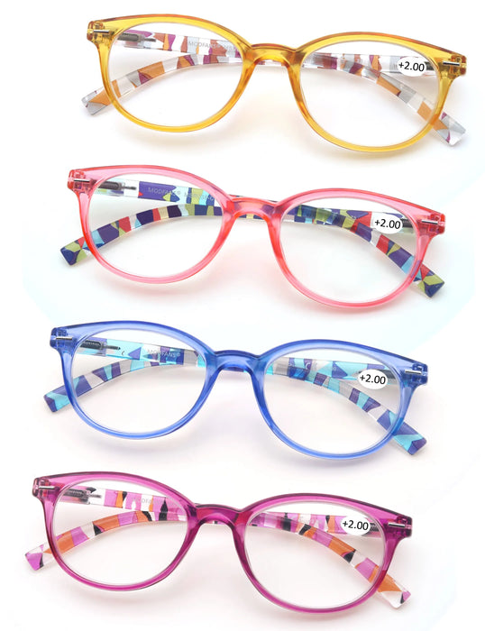Reading Glasses Women Oval Colorful Frame Readers Hyperopia Presbyopia Vision Care Eyewear with Flexible Spring Hinge